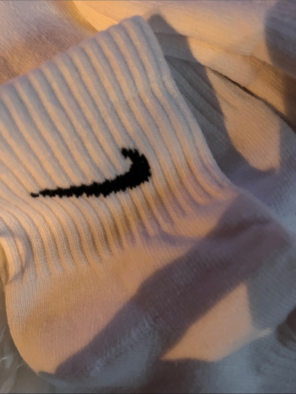 Nike White Crew Socks with Black Swoosh - 3 Pack - Picture 3 of 3
